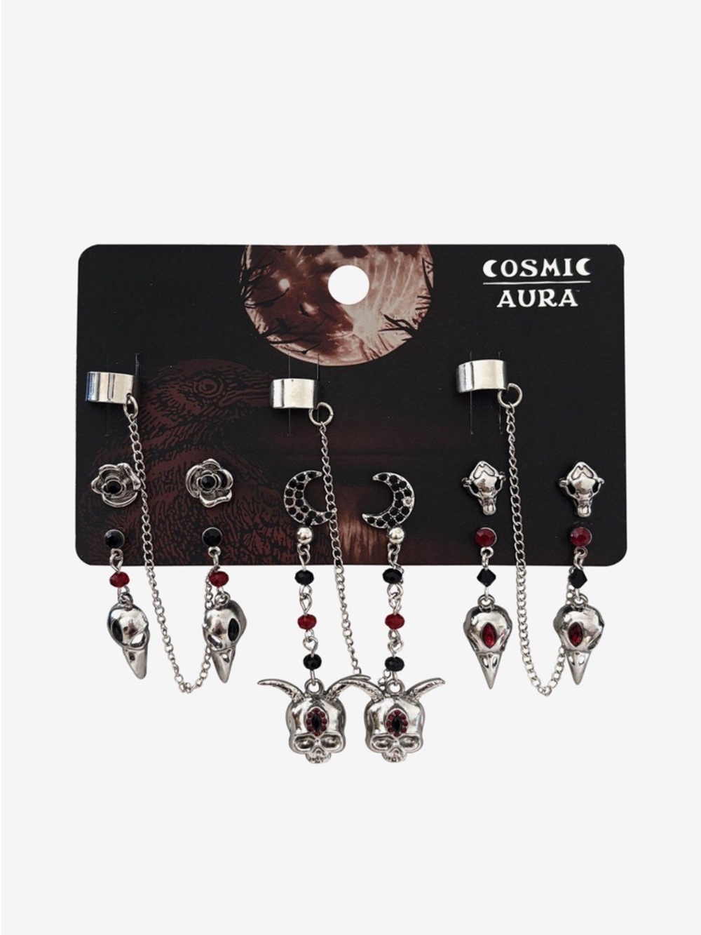 Cosmic Aura Gothic Animal Skull Cuff Earring Set Hot Topic